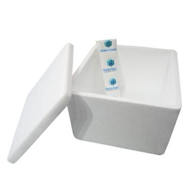 Imagem de Kit Caixa Isopor 1,5L Litro 1 Gelo Flexível 45g Parede Simples - Gelot