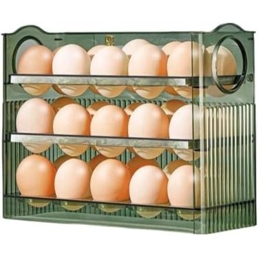 Imagem de Porta Ovos，Porta Ovos Para Geladeira Transparente，Porta Ovos de 3 Andares Bandeja Dispenser Rolante Organizadora Ate 30 UnidadeS