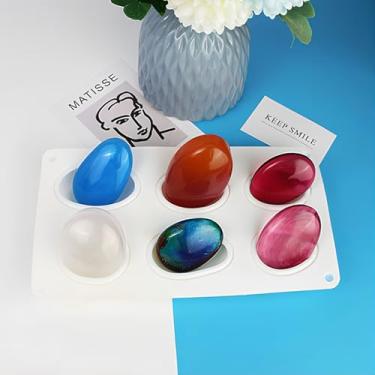 Imagem de Moldes de pedra de seixos, moldes de silicone de pedra 3D, molde elíptico de pedra de seixo, moldes de pedra para assar bolo, mousse de sobremesa, bolo, vela, sabonete, molde