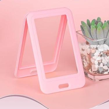 Imagem de 1 porta-crachá de identificação com janelas dupla face, capa de plástico rígido vertical bolsa protetora de cartão rosa para escritório, escola, cartões de crédito, cartões de crédito de proximidade