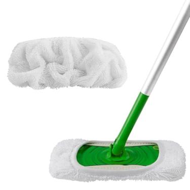 Imagem de 1 almofada de substituição de esfregão de limpeza de microfibra - pano de esfregão de chão plano, lavável e durável, adequado para uso úmido e seco, fácil de limpar (branco)