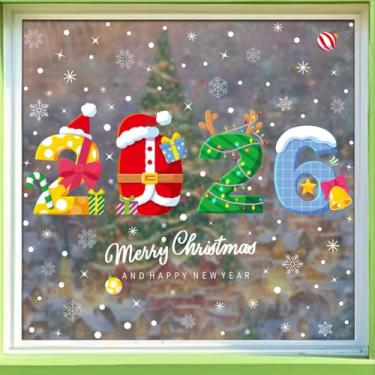 Imagem de 1 conjunto de adesivos de Natal decoração de vidro de janela de ano novo 2026 adesivos eletrostáticos decorativos acessórios de decoração festiva 30 * 20 cm