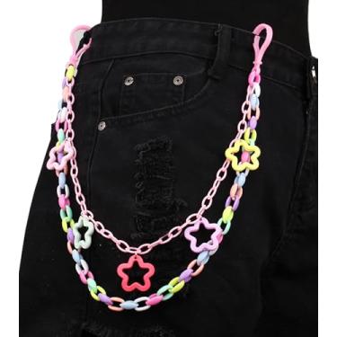 Imagem de Corrente de calça Y2K Star para homens, correntes de jeans para mulheres, corrente de bolso para calças, motociclista, hip punk, joias Y2K, acessório para mulheres, colorido, moderno, para festivais