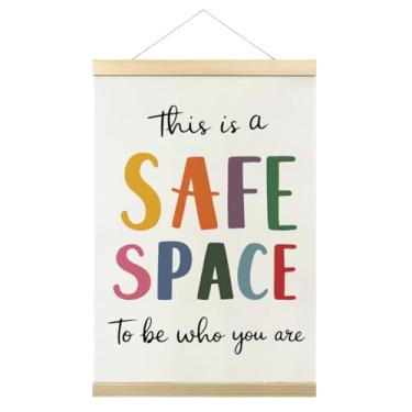 Imagem de Quadro para pôster de espaço seguro, decoração de parede de saúde mental, terapia de parede, escritório, escola, psicólogo, aconselhamento, escola, conselheiro, escritório, sala de aula, banner para