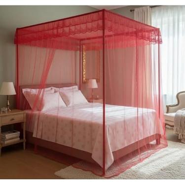 Imagem de Mosquiteiro Palácio Casal/Box/Queen com Armação – Luxo, Elegância e Proteção Completa(vermelho,Casal)