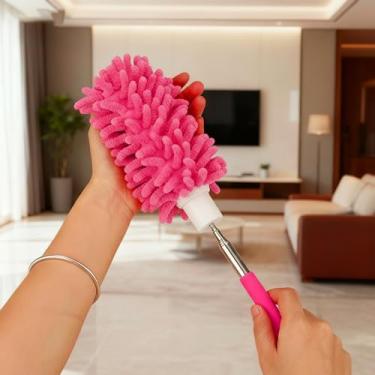 Imagem de Espanador de microfibra extensível para limpeza, alça telescópica de aço inoxidável, espanador lavável para ventilador, móveis, carro