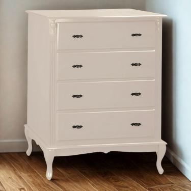 Imagem de Cômoda Para Quarto Com 4 Gavetas E Pés Luiz Xv - Nude Laca