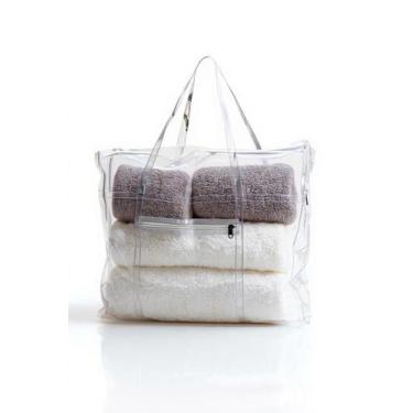 Imagem de Bolsa Sacola Transparente Grande Resistente Em Pvc Espaçosa - Sem Marc