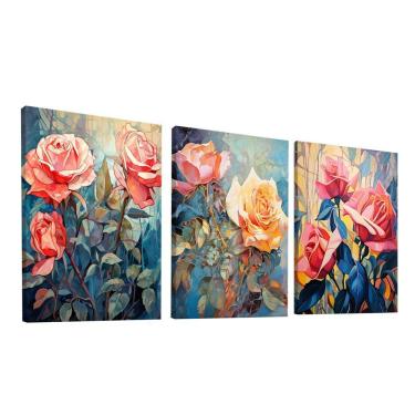 Imagem de Conjunto De Quadros Trio Flores -- Br Artes
