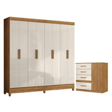 Imagem de Guarda Roupa Casal Marajó E Cômoda Vênus Freijó Off White - Moval