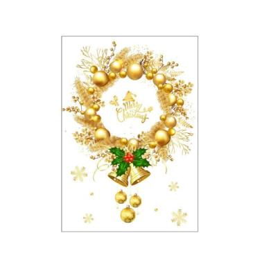 Imagem de WeiLaiKeQi Adesivos de Natal para Janelas, Adesivo de Natal Feliz Ano, Painel de PVC Dourado, Mural de para Lojas