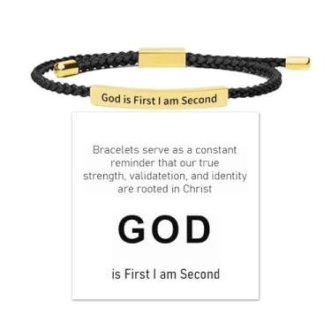 Imagem de YANCHUN Pulseira God Is First I Am Second God Is First, joia cristã inspiradora, presente de fé motivacional, Large, Sem Pedra Preciosa