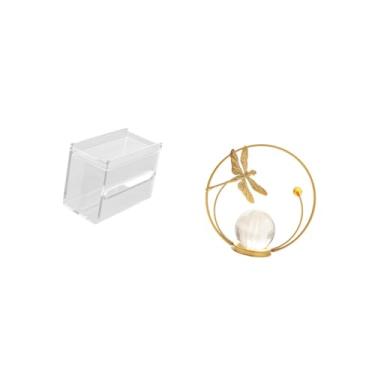 Imagem de Fenteer Dispensador de Lenços de Papel Moderno em Acrílico com Escultura de Bola de Cristal, Suporte Decorativo de Parede em Metal para Banheiro, Quarto, Sala