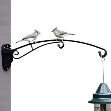 Imagem de BirdsUP Suporte suspenso para alimentadores de pássaros, plantadores, sinos resistentes, comporta até 11 kg, 2 ganchos com amortecedores de borracha, preto, parafusos incluídos