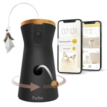 Imagem de Furbo Câmera de gato de 360° com pacote de segurança doméstica [Premium COM ABO]: Câmera inteligente com aplicativo para gato e casa, visão rotativa de 360°, visão noturna colorida, rastreamento