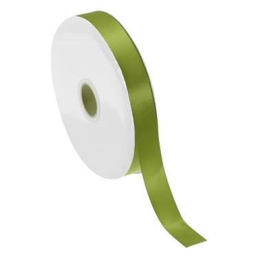 Imagem de PATIKIL Fita de cetim sólida de 1,27 cm x 60 metros, rolo de fita de tecido de poliéster face única para embrulho de presente, casamento, aniversário, buquê de cabelo, decoração DIY, verde-oliva