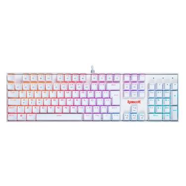 Imagem de Teclado Mecânico Gamer Redragon Mitra Lunar RGB Switch White