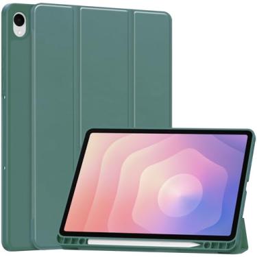 Imagem de YRH Capa para tablet Samsung Galaxy Tab S11 2025 de 28 cm, com suporte para caneta, hibernar/despertar automático, TPU macio, 11 polegadas (verde escuro)