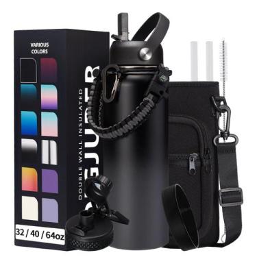 Imagem de Garrafa de água isolada a vácuo DIGJUPER 1,2 L com tampa de palha e ta