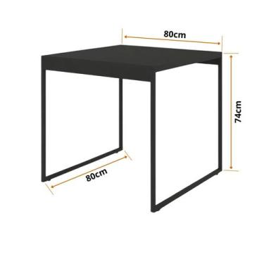 Imagem de Mesa de Jantar Quadrada 80x80cm - Estilo Industrial e Moderno em Preto