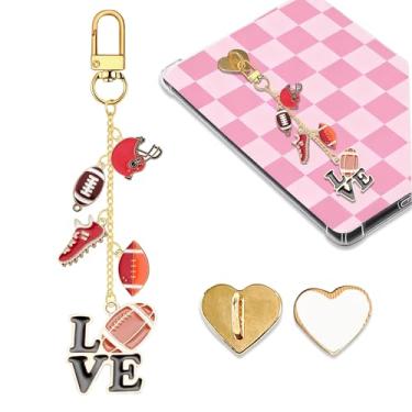 Imagem de LMZLJZ Corrente de pingentes Kindle de rúgbi de futebol para amantes de livros e homens, chaveiro com pingente de futebol, acessórios de e-reader, presente para leitores de livros, pingentes