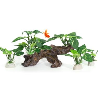 Imagem de Vtapliea 4 peças de decoração de aquário de madeira flutuante para decoração de aquário de peixes Betta