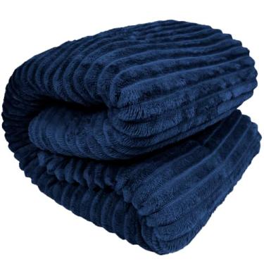 Imagem de Manta Cobertor Canelada Microfibra Super Soft Casal 1,80x2,20m (Azul Marinho)