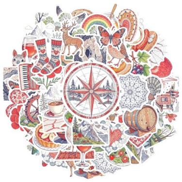 Imagem de 50 peças, natureza, animais, alimentos, aventura, estações, animais, adesivos, artigos de papelaria, materiais escolares detalhados, para celular, laptop, scrapbook, bicicleta, faça você mesmo