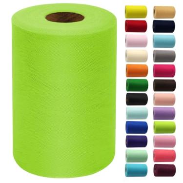 Imagem de Rolo de tecido de tule verde neon 15 cm por 100 metros (91,4 m) carretel de tecido fita de tule para DIY Halloween Tutu Bow chá de bebê festa de aniversário decorações de casamento suprimentos de