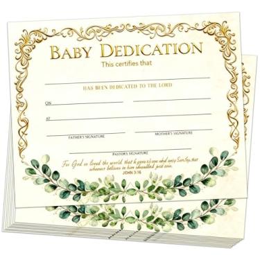 Imagem de SMOQYKBW 25 certificados de batismo da igreja, papel de certificado de dedicação de bebê, presente de batismo de dedicação para meninos e meninas, certificado de batismo para adultos, ouro 25 x 20 cm