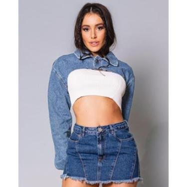 Imagem de JAQUETA JEANS FEMININA CROPPED IARA GUIMARAES-Feminino