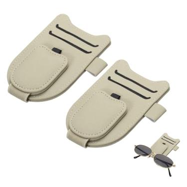 Imagem de HARFINGTON 2 peças de suporte de óculos de sol para carro, suporte magnético de couro, viseira universal, clipe de óculos de sol, acessórios de carro, interior para cartões de bilhete de óculos