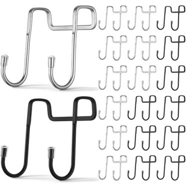 Imagem de Dimeho 20 ganchos sobre armário duplo em forma de S cabide de gaveta de armário de aço inoxidável ganchos resistentes para cozinha, banheiro, armário, gaveta, guarda-roupa, portas, bolsas, chaves
