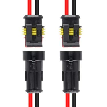 Imagem de Pacote com 2 conectores de fio de 2 pinos 16 AWG Conectores elétricos automotivos à prova d'água Deutsch Conectores de fio macho e fêmea para carro, caminhão, barco