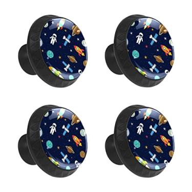 Imagem de 4 puxadores de gaveta de armário, espaço sideral, planetas, estrelas, foguete, decorativo, vidro cristal, móveis, gavetas, puxadores de gaveta, com parafusos para casa, cozinha, escritório, casa de banho, roupeiro