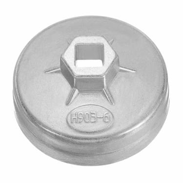 Imagem de HARFINGTON Chave de tampa de filtro de óleo 12 canais 75 mm diâmetro interno 1/5.1 cm unidade quadrada tipo copo de alumínio unidade métrica ferramenta de remoção de soquete de filtro de óleo para