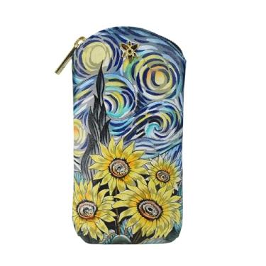 Imagem de Anuschka 2040 Eyeglass, bolsa feminina de couro pintada à mão, girassóis