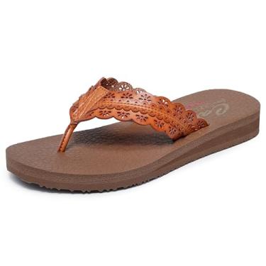 Imagem de Skechers Chinelo feminino que chama a atenção para meditação, Bronzeado, 37