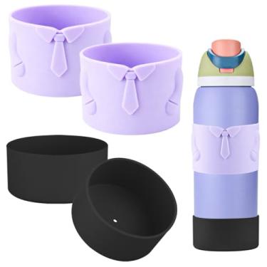 Imagem de Bota de silicone para garrafa de água Owala FreeSip, manga para garrafa de água Owala, proteção superior e inferior, capa protetora antiderrapante (roxo/preto, 946 ml)