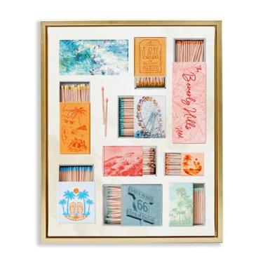 Imagem de Stupell Industries California Beach Matchboxes Arte de parede em tela flutuante, com moldura dourada, design de Ziwei Li, 53 x 43 cm