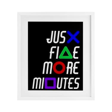 Imagem de Stupell Industries Impressão emoldurada branca Just Five Minutes Gamer Buttons sob vidro, design de Kim Allen, 40,6 x 33,5 cm
