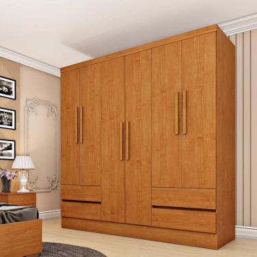 Imagem de Roupeiro Oregon 6 Portas Sem Espelho E 4 Gavetas Tcil Cor:cinamomo