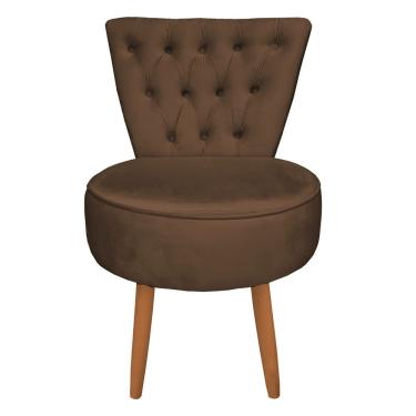 Imagem de Mocho Capitonê Veludo Pés Palito Castanho Marrom