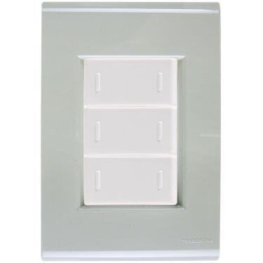 Imagem de Cj Placa Três Interruptor Triplo Liz Verde Ardósia Tramontina Completo Pronto Tramontina