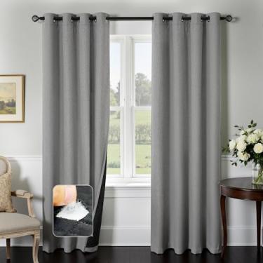 Imagem de DriftAway Cortinas blackout texturizadas de linho com isolamento térmico à prova de som com forro térmico acolchoado para bloqueio de frio e calor, redução de ruído e sono diurno, 1 peça, 132 cm x 246