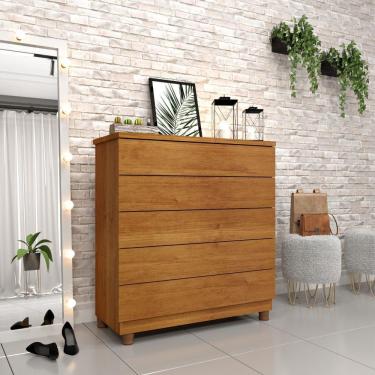 Imagem de Cômoda Premium Com Pés E 5 Gavetas Cinamomo