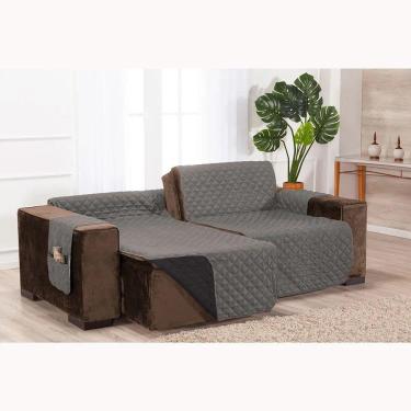 Imagem de Protetor De Sofá Retrátil Dupla Face Microfibra 2,40m Cinza-preto