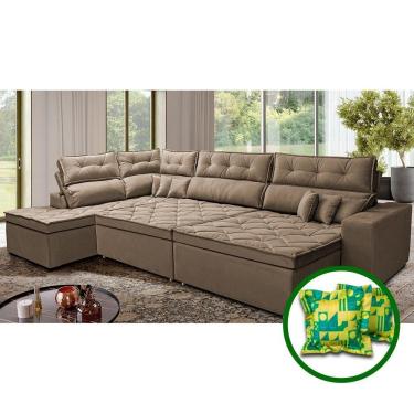 Imagem de Sofá De Canto Retrátil E Reclinável Esquerdo 3,40x2,36m Molas Cama Inbox Espanha Velusoft Castor