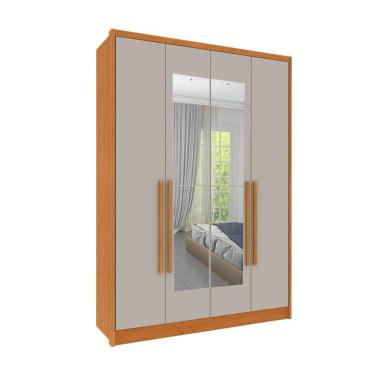 Imagem de Roupeiro Dinamarca Com Espelho 4 Portas Tcil Cinamomo-off