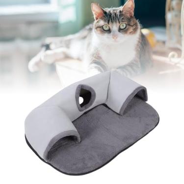 Imagem de Asixxsix Cama de túnel de gato em forma de U, 2 em 1 Jogar e descansar Gato brinquedos caverna com esteira de peluche removível e lavável para gatos internos gatinhos, 29,53x21,65 (Tamanho pequeno)